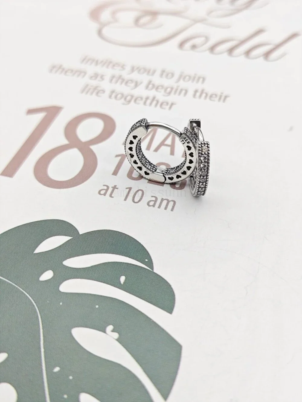 Pandora Pavé Heart Hoop Earrings